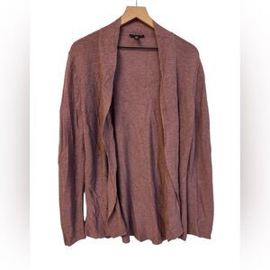 Eileen Fisher dusty pink knit silk blend open ribbed drape‎ cardigan L